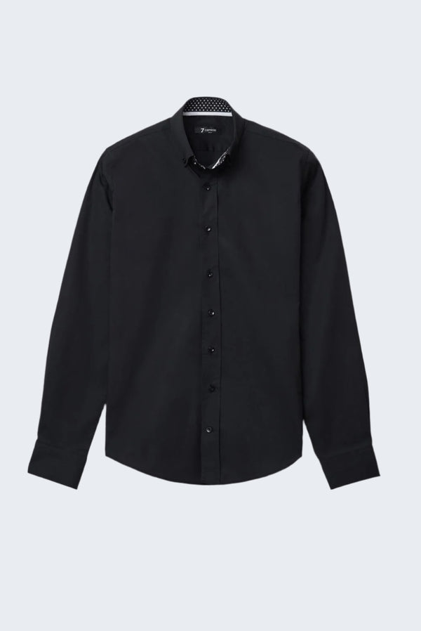 Camisa Hombre Leonardo Sport Popelin Stretch Negro