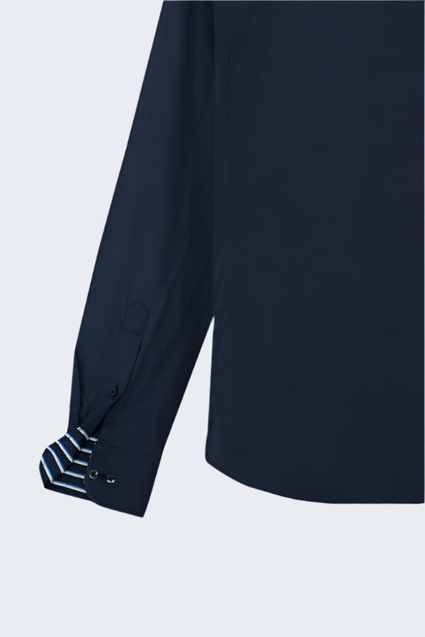 Chemise Homme Leonardo Sport Popelin Stretch Bleu