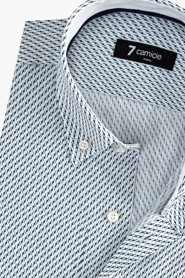 Camisa Hombre Leonardo Sport Armaturato Blanco Azul