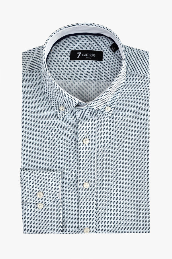 Camicia Uomo Leonardo Sport Armaturato Bianco Blu