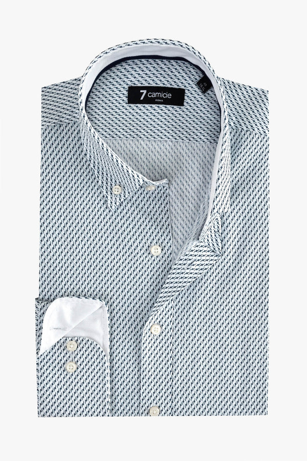 Camisa Hombre Leonardo Sport Armaturato Blanco Azul