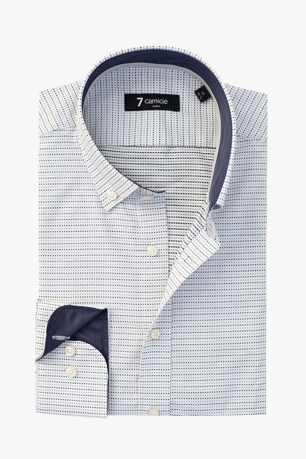 Camisa Hombre Leonardo Sport Jacquard Blanco Negro