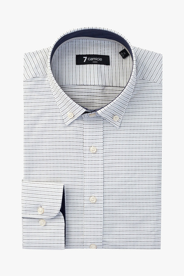 Camisa Hombre Leonardo Sport Jacquard Blanco Negro