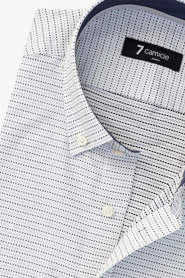 Camicia Uomo Leonardo Sport Jacquard Bianco Nero
