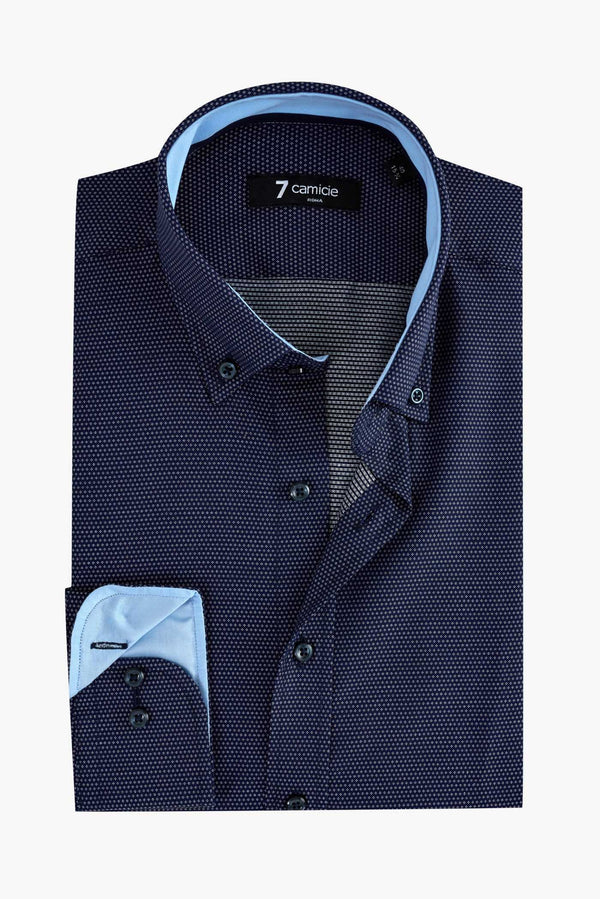 Camicia Uomo Leonardo Sport Jacquard Blu Bianco