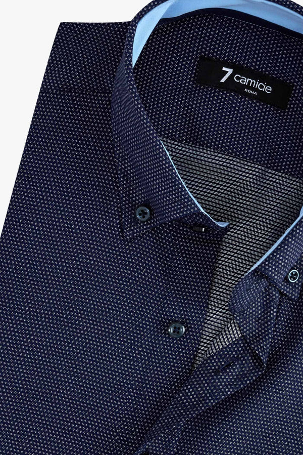 Camisa Hombre Leonardo Sport Jacquard Azul Blanco