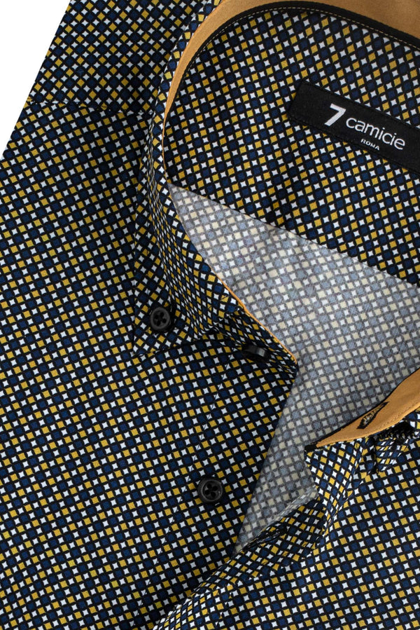 Leonardo Sport Herren Hemd Popelin Schwarz Gelbe
