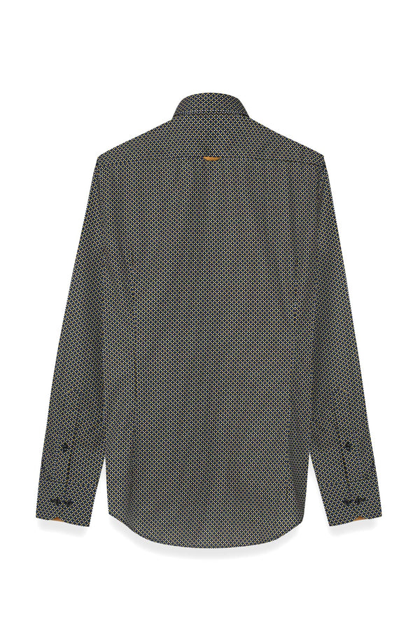 Leonardo Sport Herren Hemd Popelin Schwarz Gelbe