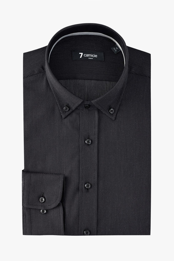 Camicia Uomo Leonardo Sport Popelin Nero Bianco