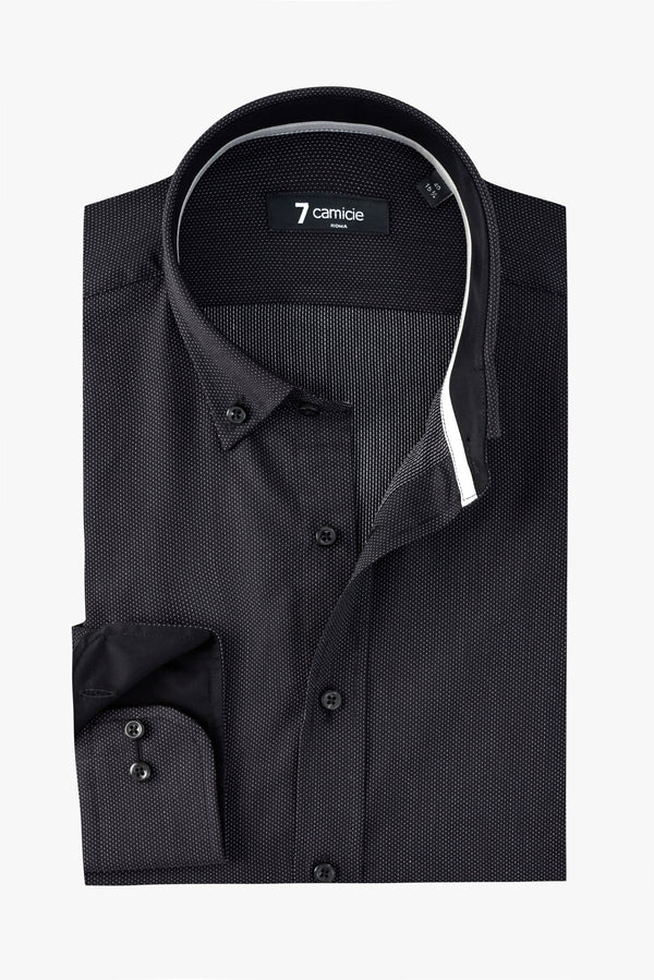 Camisa Hombre Leonardo Sport Popelin Negro Blanco