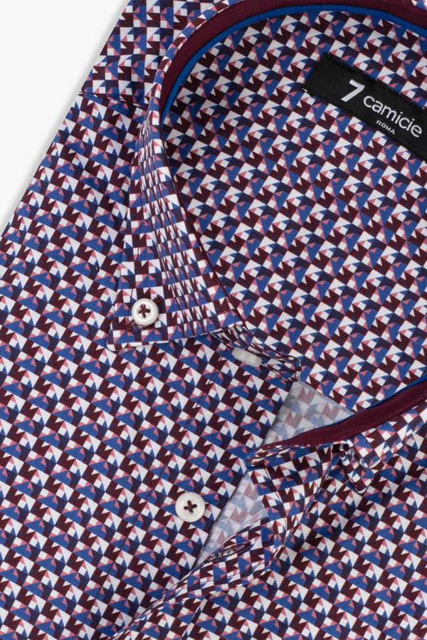 Chemise Homme Leonardo Sport Popelin Rouge Bleu