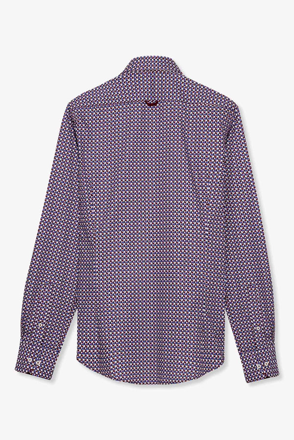 Chemise Homme Leonardo Sport Popelin Rouge Bleu