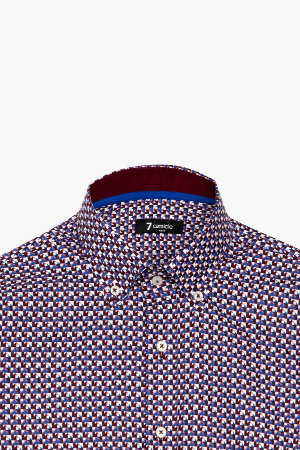 Chemise Homme Leonardo Sport Popelin Rouge Bleu