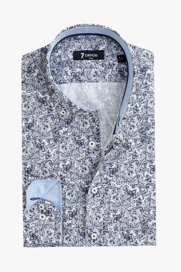 Camisa Hombre Leonardo Sport Popelin Blanco Azul