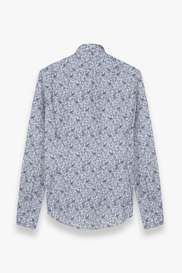 Camisa Hombre Leonardo Sport Popelin Blanco Azul
