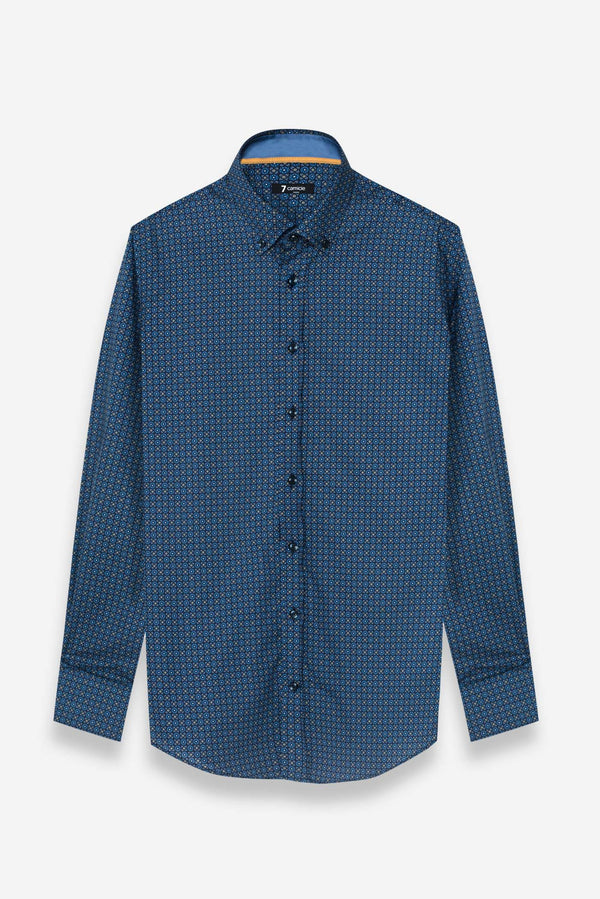 Leonardo Sport Poplin Man Shirt Blue Yellow