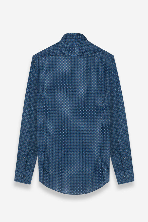 Camicia Uomo Leonardo Sport Popelin Blu Giallo