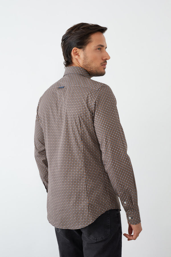 Camicia Uomo Leonardo Sport Popelin Blu Giallo