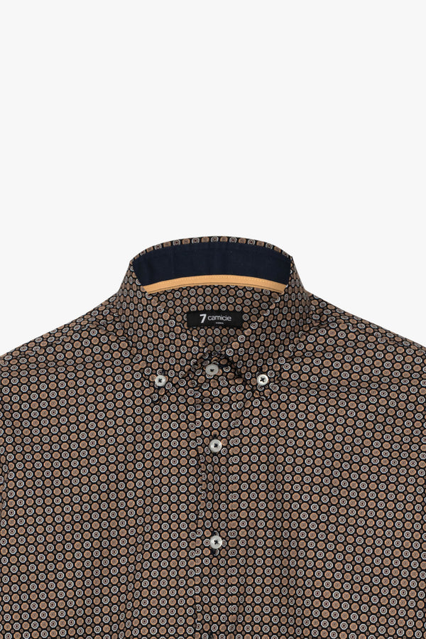Camicia Uomo Leonardo Sport Popelin Blu Giallo