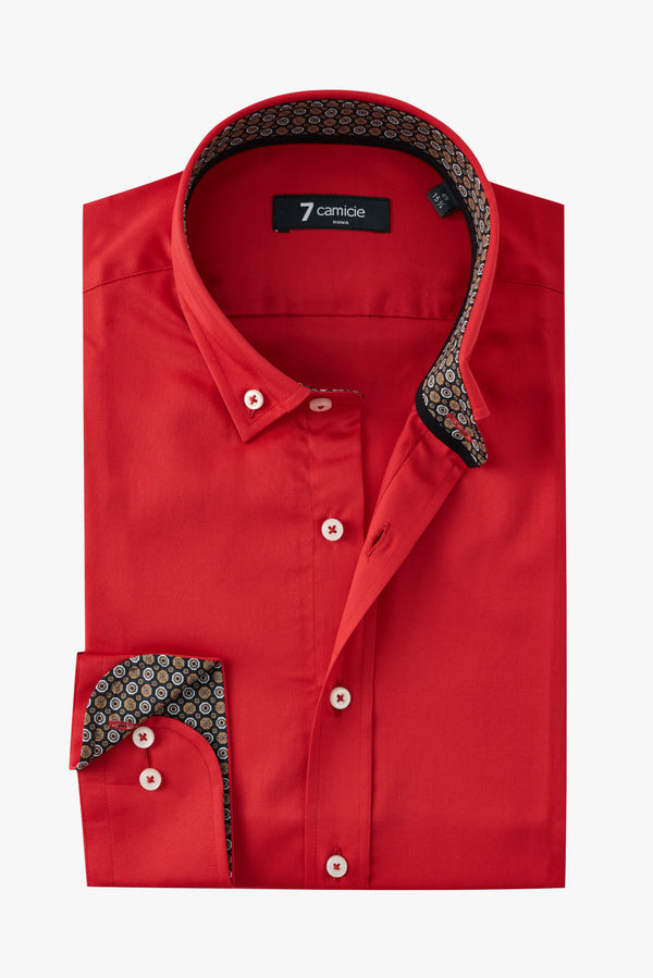 Camicia Uomo Leonardo Sport Satin Rosso