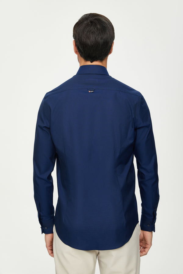 Camisa Hombre Leonardo Algodon Azul