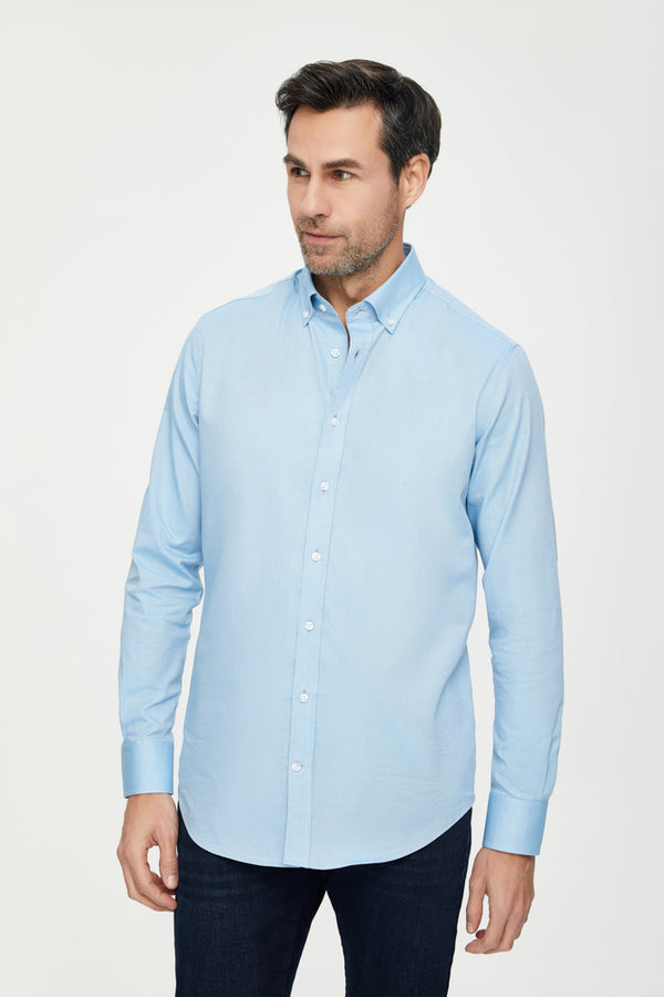 Leonardo Essentials Cotton Man Shirt Light Blue