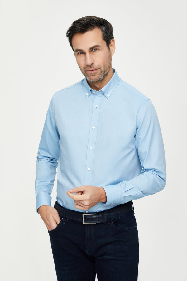 Leonardo Essentials Cotton Man Shirt Light Blue