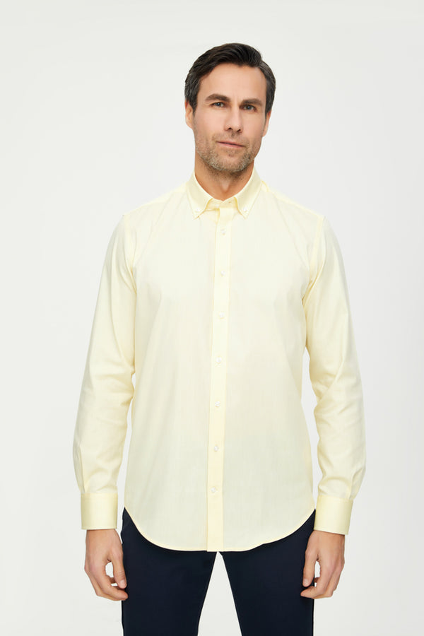 Leonardo Essentials Cotton Man Shirt Yellow