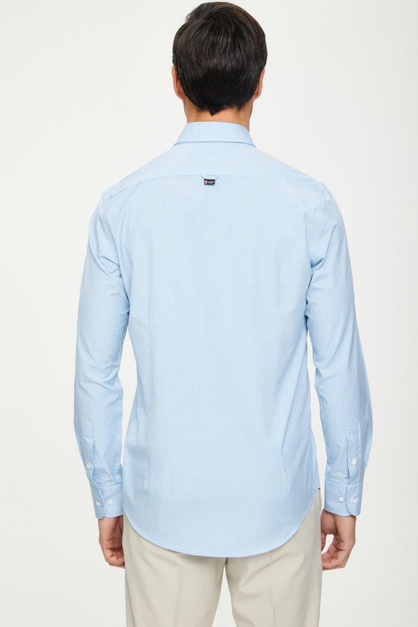 Camisa Hombre Leonardo Algodon Azul Claro Blanco