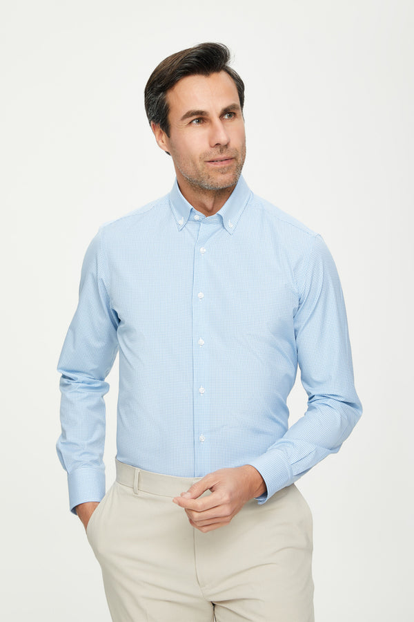 Chemise Homme Leonardo Coton Bleu clair Blanc