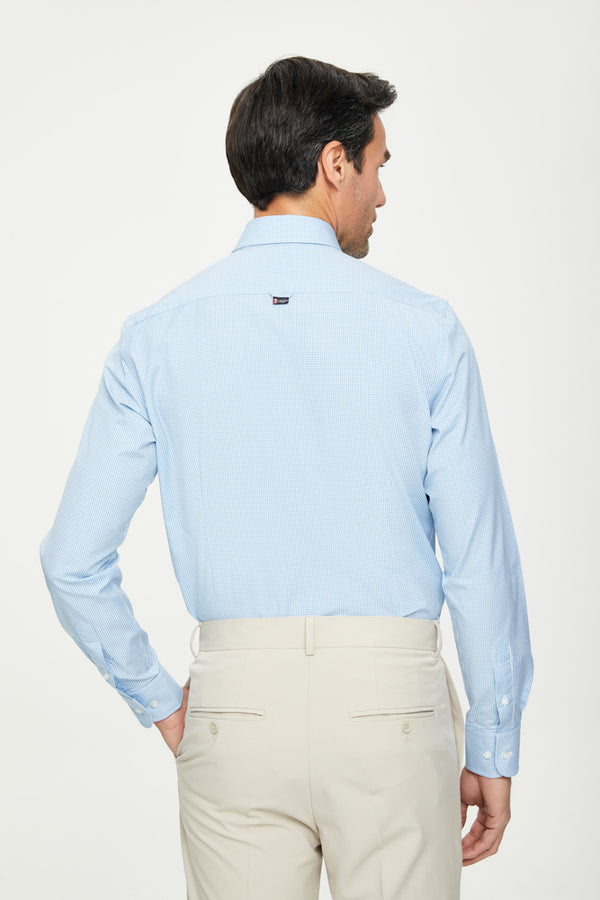 Chemise Homme Leonardo Coton Bleu clair Blanc