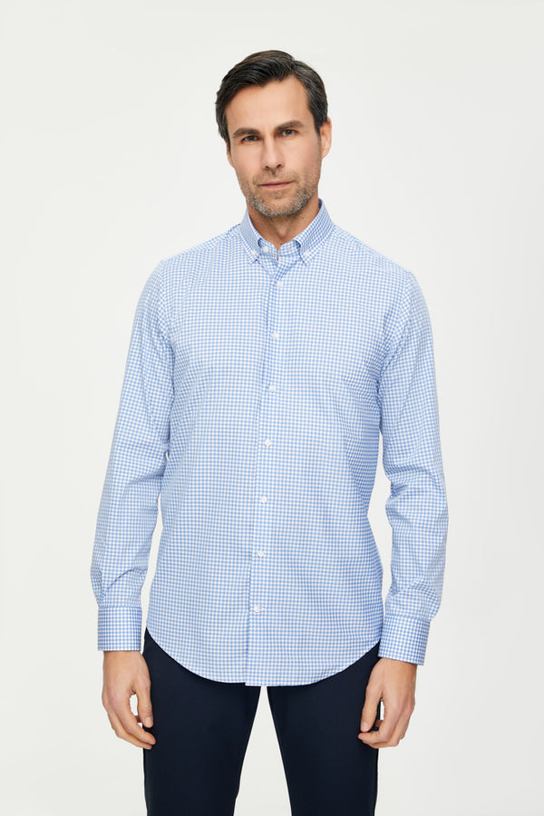 Leonardo Essential Cotton Man Shirt Light Blue Blue