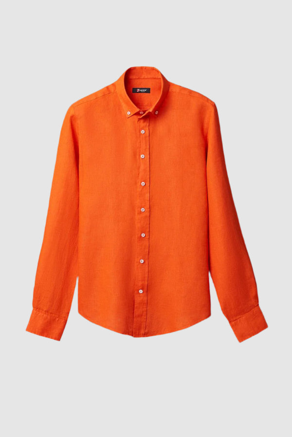 Camicia Uomo Leonardo Lino Arancione