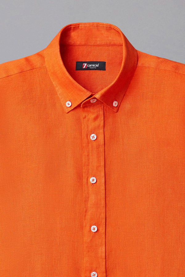 Camisa Hombre Leonardo Lino Naranja