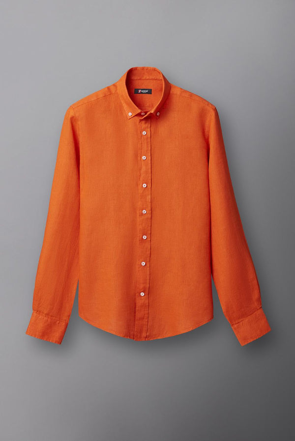 Leonardo Essential Linen Man Shirt Orange