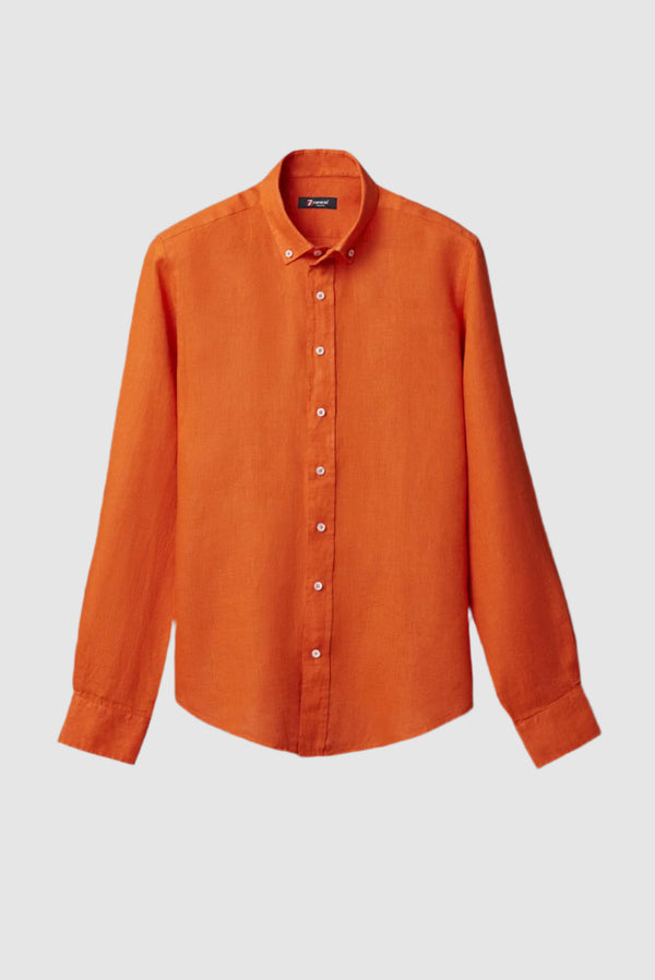 Camicia Uomo Leonardo Lino Arancione