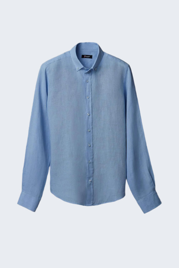 Camicia Uomo Leonardo Essential Lino Celeste