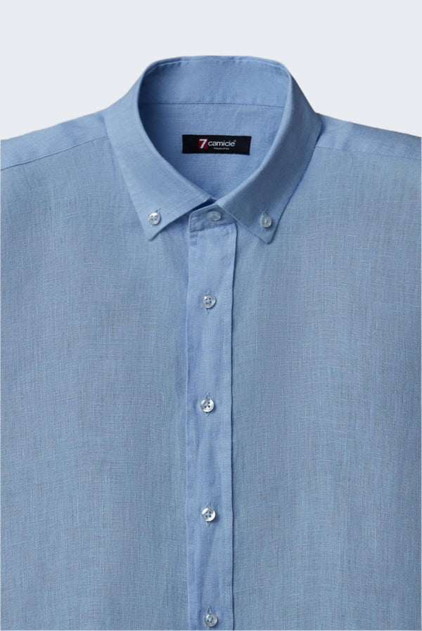 Camicia Uomo Leonardo Essential Lino Celeste