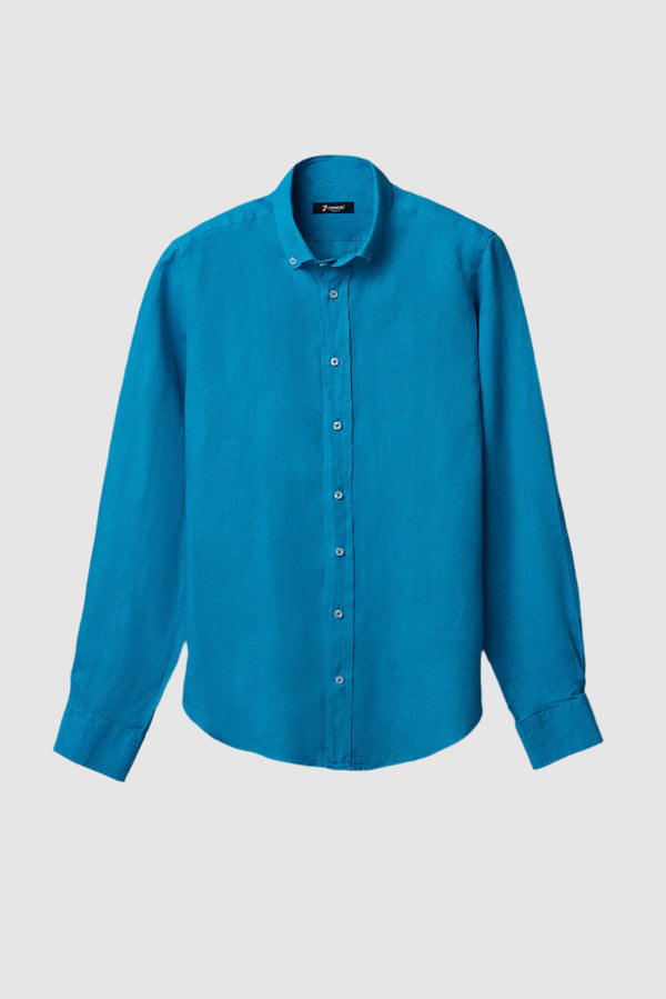 Camicia Uomo Leonardo Essential Lino Celeste