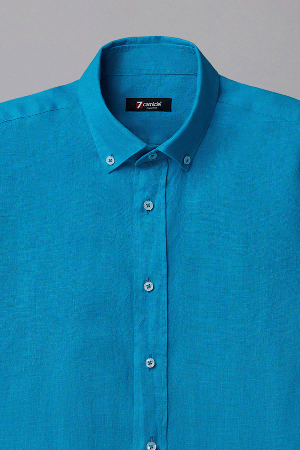 Camisa Hombre Leonardo Essential Lino Azul Claro