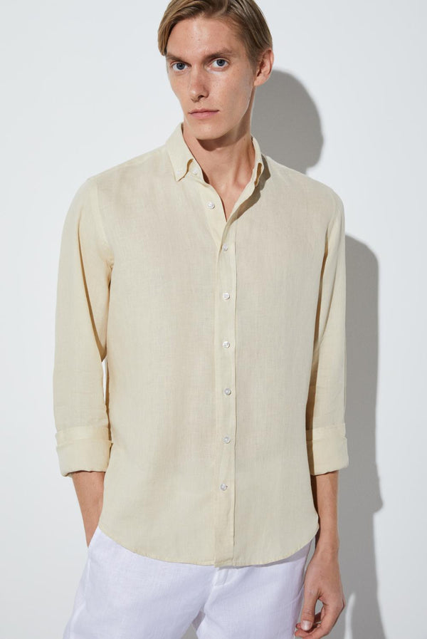 Camicia Uomo Leonardo Lino Beige
