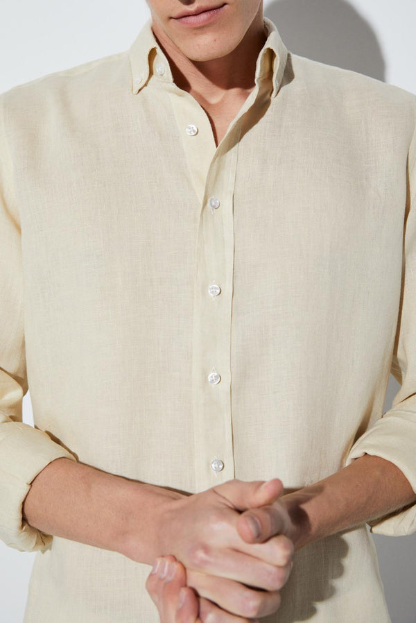 Camicia Uomo Leonardo Lino Beige