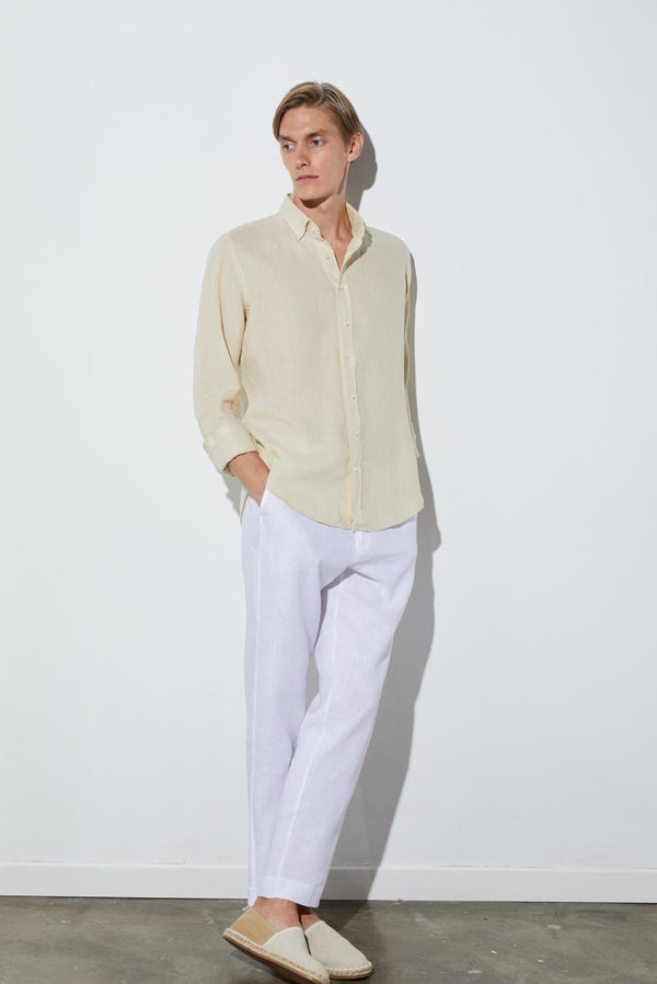 Camicia Uomo Leonardo Lino Beige