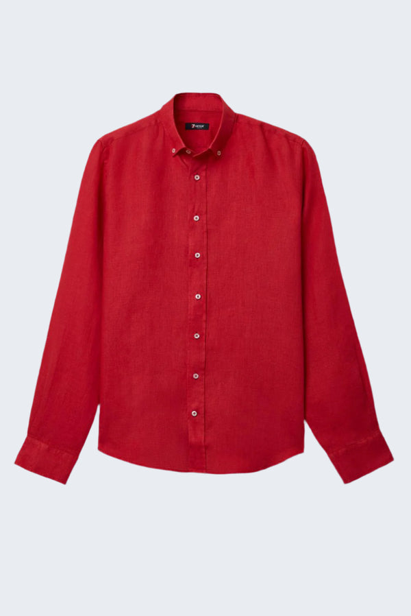 Camicia Uomo Leonardo Lino Rosso