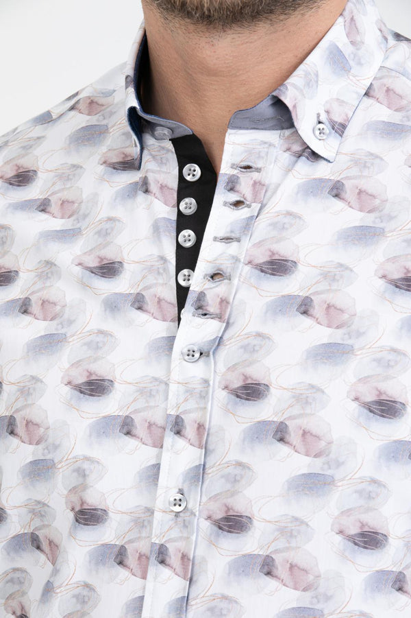 Camisa Hombre Donatello Iconic Popelin Blanco Gris