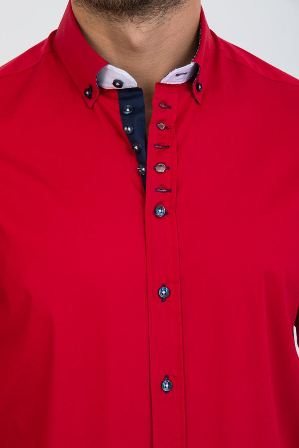 Camisa Hombre Donatello Iconic Popelin Stretch Rojo