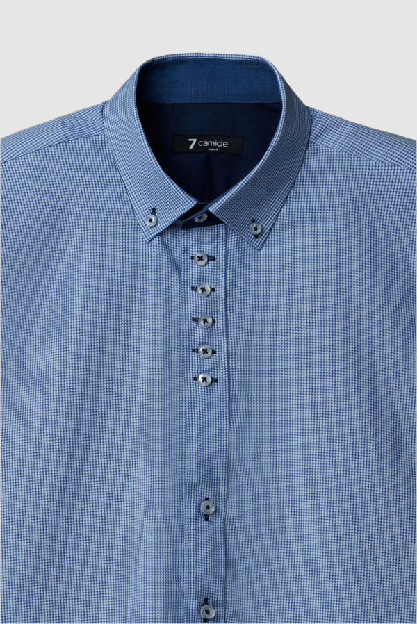 Donatello Iconic Herren Hemd Jacquard Weiss Hellblau