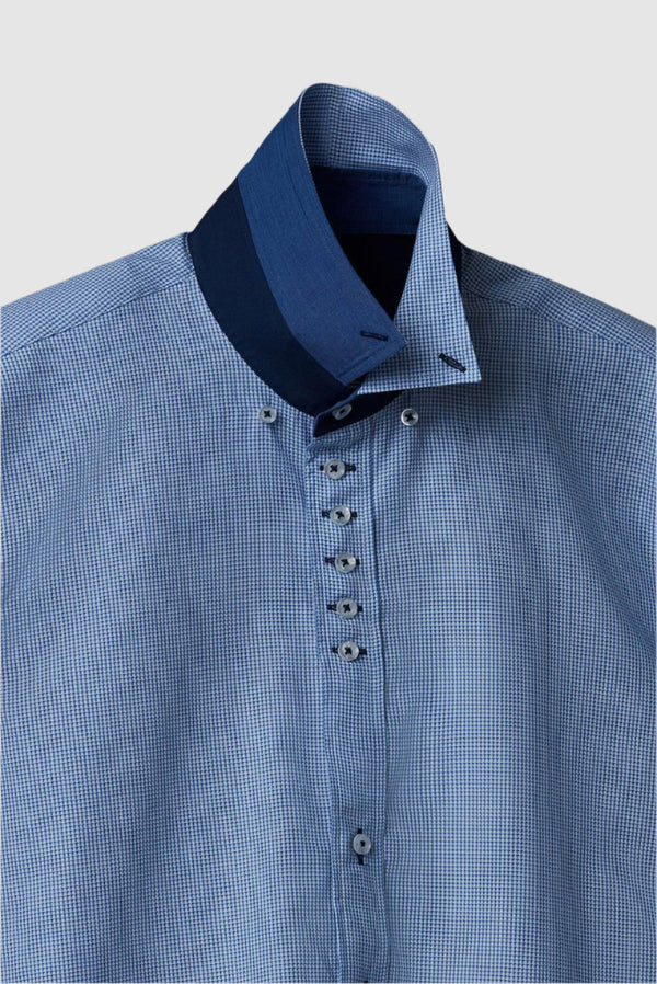 Donatello Iconic Herren Hemd Jacquard Weiss Hellblau