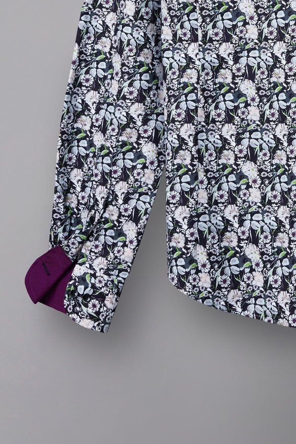 Donatello Iconic Poplin Man Shirt Black White