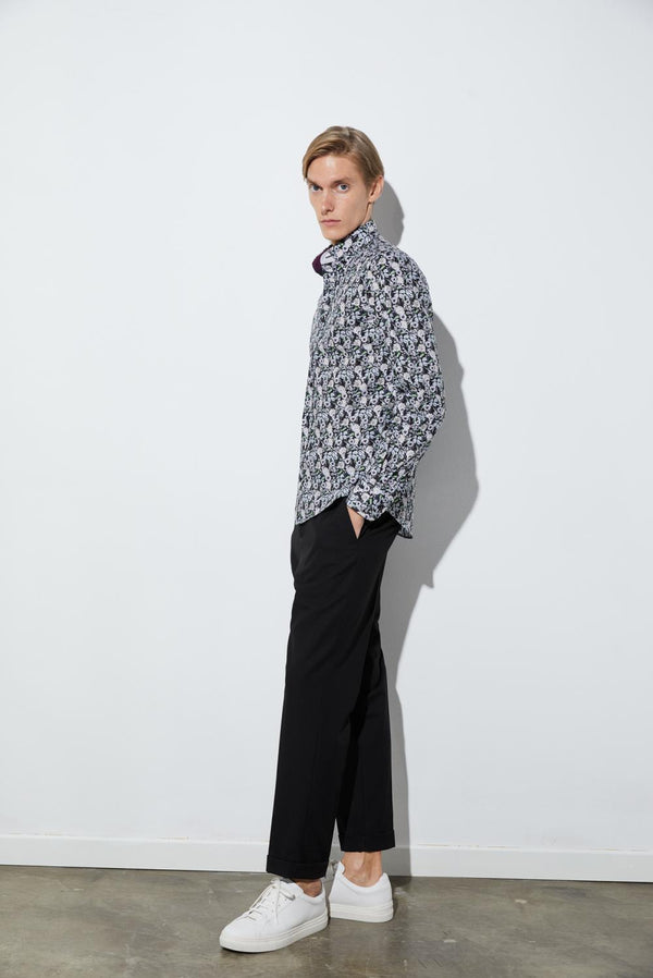 Donatello Iconic Poplin Man Shirt Black White